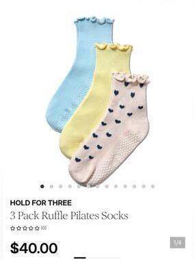 3-Pack Ruffle Pilates Socks - Blue, Yellow & Pink Heart